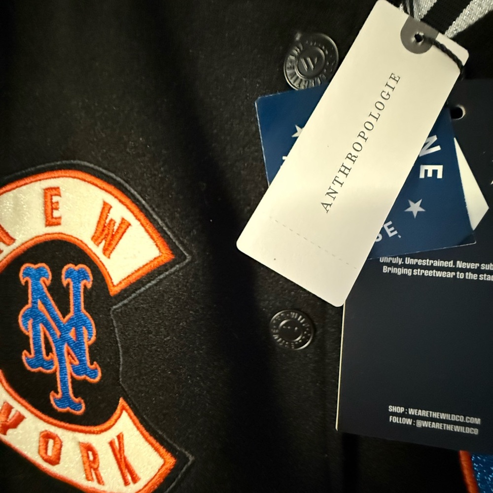Anthropologie Black Varsity Jacket with Multicolor Patches - Picture 5 of 7